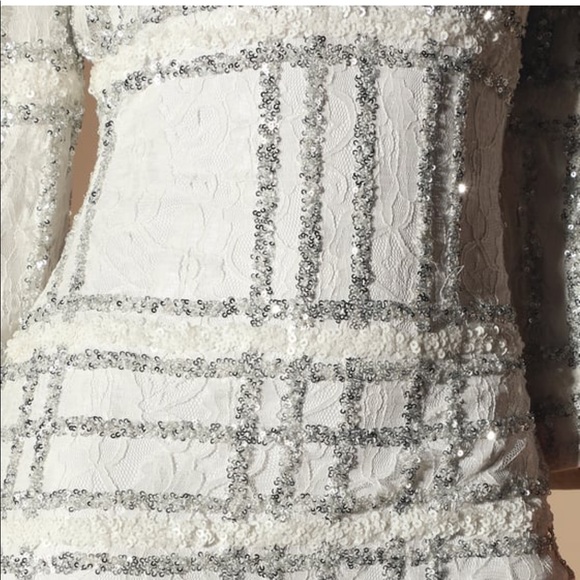 NWOT New Wonder White Sequin Lace Mini Dress - Picture 5 of 10